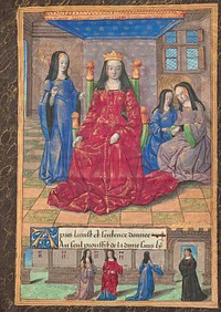 Anne of Brittany Enthroned and Accompanied by Her Ladies-in-Waiting by Master of the Chronique scandaleuse