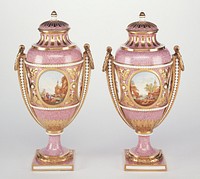 Pair of Vases (vases Bolvry à perles or vases à cartels Bolvry) by Vincent Taillandier, Geneviève Taillandier, Philippe Castel and Sèvres Manufactory