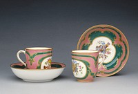 Pair of Cups and Saucers (gobelets Calabre et soucoupes) by Charles Buteux père and Sèvres Manufactory
