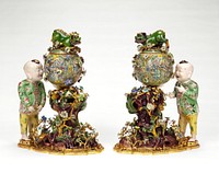 Pair of Decorative Groups by Chantilly Porcelain Manufactory