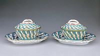 Pair of Lidded Chestnut Bowls (marronnières à ozier) by François Firmin Dufresne or Fresne, François Denis Roger and Sèvres Manufactory