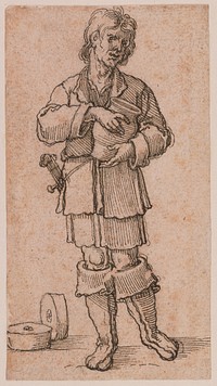 A Young Peasant Holding a Jar by Sebald Beham