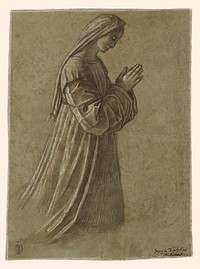 Study of the Virgin (recto); Study of the Virgin and of Hands (verso) by Vittore Carpaccio