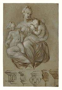 Charity and Studies of Entablatures (recto); Frieze of Putti (verso) by Paolo Farinati