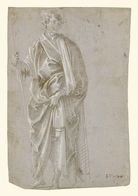 Standing Saint (recto); Studies of Christ at the Column, a Nude from Behind, and Various Figures (verso) by Filippino Lippi