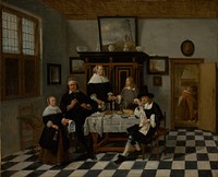 Family Group in an Interior by Quiringh Gerritsz van Brekelenkam