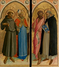 Saint Francis and a Bishop Saint, Saint John the Baptist and Saint Dominic by Fra Angelico Guido di Pietro Fra Giovanni da Fiesole