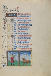 Calendar Page for April; Picking Flowers; Taurus by Master of the Lee Hours