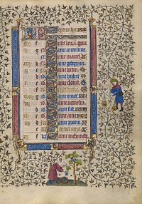Calendar Page for September; Harvesting Grapes; Libra by Egerton Master