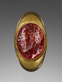 Engraved Gem with a portrait of Demosthenes inset into a gold ring by Apelles