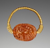 Scarab with a Three-Horse Chariot and Driver