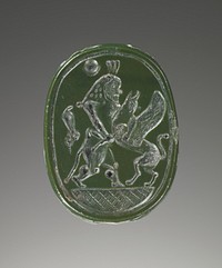 Engraved Scarab with Bes Fighting a Griffin