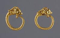 Pair of Hoop Earrings with Ibex Head Finials