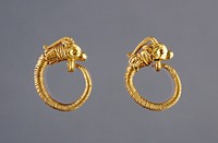 Pair of Hoop Earrings with Ibex Head Finials