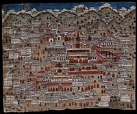 Lhasa, Tibet: principal buildings, monasteries, temples, palaces and gardens. Gouache painting by Pa-dma Ri-mo-mkhan, 1890.