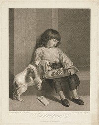 A butcher's boy, having fallen asleep on a doorstep, allows a spaniel to eat the kidneys off a tray of kidneys and chops; demonstrating inattention (inattentiveness). Stipple engraving by C. Knight, 1800, after S. De Koster.