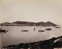 Macao Island: Macao Inner Harbour and adjacent Barra Fort, from the Island of Patera. Photograph by W.P. Floyd, ca. 1873.