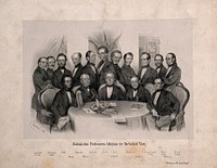 Medical professors at the University of Vienna. Lithograph by J. Stadler, 1856, after A. Prinzhofer, 1853.