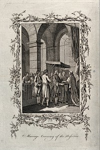 A Russian marriage ceremony. Etching by Hall after S. Wale.