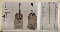 Optics: glass tubes (right) and Leeuwenhoek's first microscope (left) Photograph.
