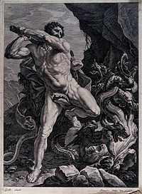 Hercules. Engraving by Chauveau after G. Reni.