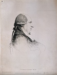 James Sims. Soft-ground etching by W. Daniell, 1802, after G. Dance, 1796.