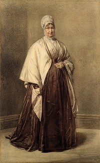 Elizabeth Fry. Colour photogravure after G. Richmond, 1843.