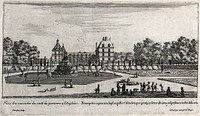 The castle of Liancourt seen from the waterfalls. Etching by I. Silvestre.