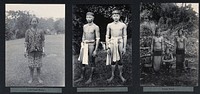 Sarawak: a Sea Dayak woman, two Kayan youths and three Kenyah women. Photograph.
