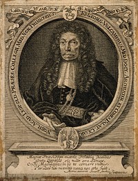 Johann Georg Volckamer. Line engraving after D. d'Savoye.