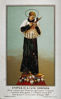 Saint Aloysius Gonzaga. Colour lithograph.