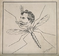 Henry Solomon Wellcome. Pen drawing by F. Reynolds.