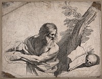 Saint Jerome. Etching by F. Bartolozzi after G.F. Barbieri, il Guercino.