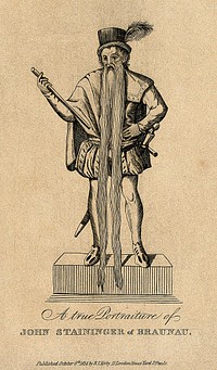 Johann Staininger, a man with a very long beard. Line engraving, 1814.
