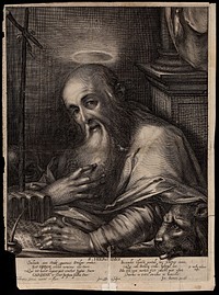 Saint Jerome. Engraving after G. Geldorp.