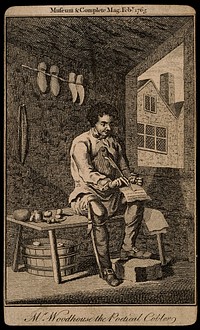 James Woodhouse, shoemaker and poet. Etching, 1765.