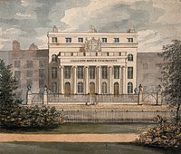 The Royal College of Surgeons, Lincoln's Inn Fields, London. Watercolour painting, before 1835.