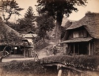 Eiyama, Japan: thatched cottages. Photograph by Felice Beato, ca. 1868.