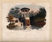 St Bernard's Well, Edinburgh, Scotland. Coloured line engraving by W. Poole.