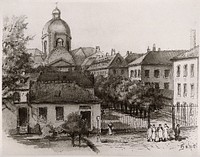 The hospital of the Salpetrière in Paris. Lithograph.