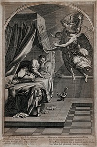 Saint Bruno. Engraving by F. Chauveau and C. Simonneau after E. Le Sueur.