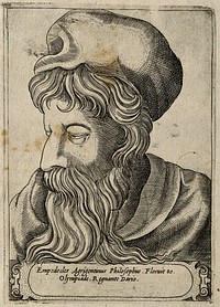Empedocles. Line engraving, 1580.