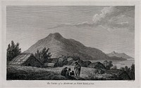 A Maori village (a hippah or pa) in New Zealand visited by Captain Cook during his third voyage, 1776-1780. Engraving by B.T. Pouncy, 1784, after J. Webber, ca. 1782.