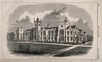 Queen's college, Belfast. Wood engraving by C.D. Laing after C. Lanyon.
