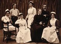 General Lying In Hospital, York Road, Lambeth: senior staff. Photograph, 1908.