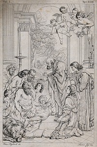 Saint Jerome. Engraving by G.P. Lasinio after F. Pagliuolo after D. Zampieri, il Domenichino.