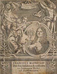 François Mauriceau. Line engraving by J. L. Durant, 1680.