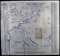 Telegraph stations in Britain and Europe. Engraving .