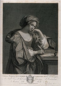The Persian sibyl. Engraving by P. Fontana after J. Volpato after G.F. Barbieri, il Guercino.