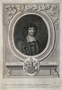 Isaac Barrow. Line engraving by D. Loggan after himself, 1676.